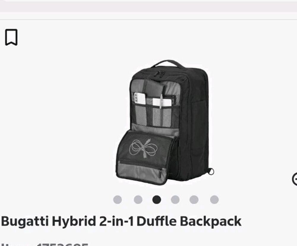 Bugatti Hybrid 2-in-1 Duffle Backpack Black 17.3" Laptop RFID Carry-On
